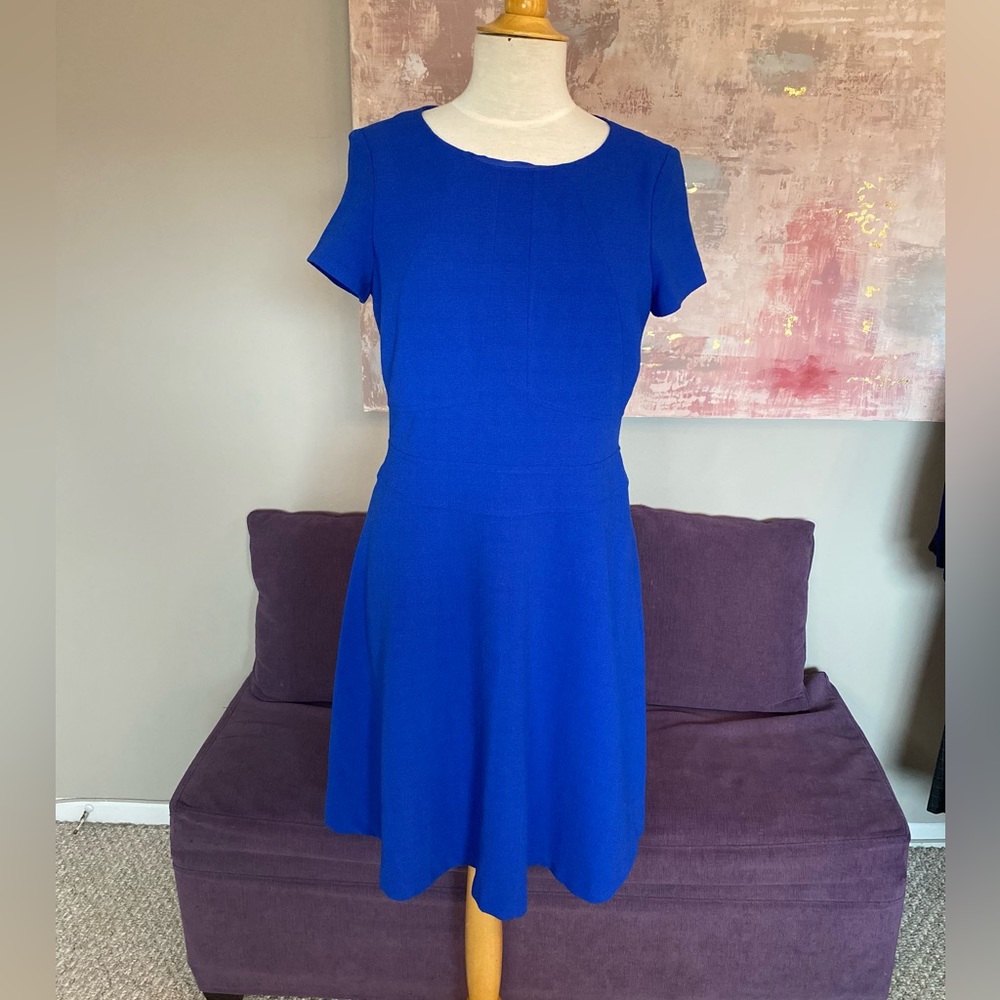 Nine West Cobalt Blue Short Sleeve Fit Flare Dress Size 8